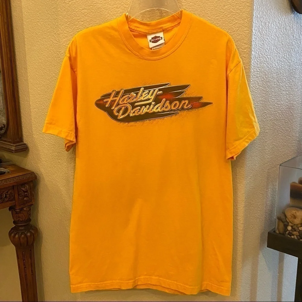 HARLEY-DAVIDSON 2009 Graphic Black Widow Florida Yellow T-Shirt Size Medium